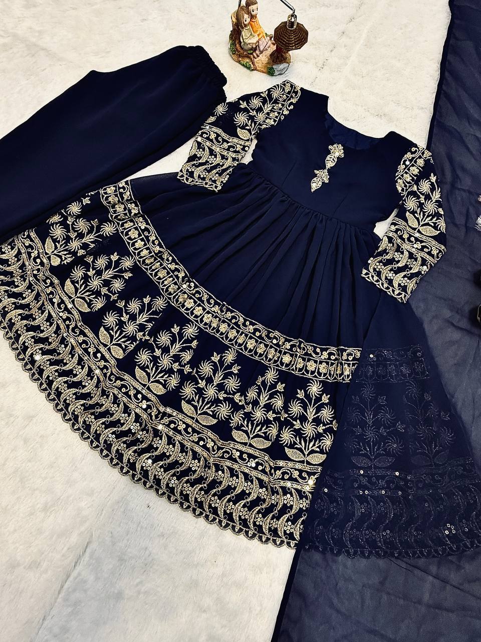 Little Sovereign Navy Embroidered Anarkali